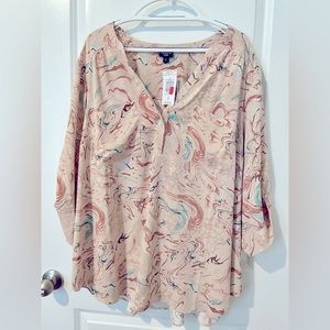 Torrid blush pink print 3/4 sleeve top 4X